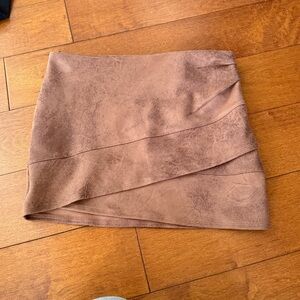 Free People Asymmetrical Brown soft suede Skirt